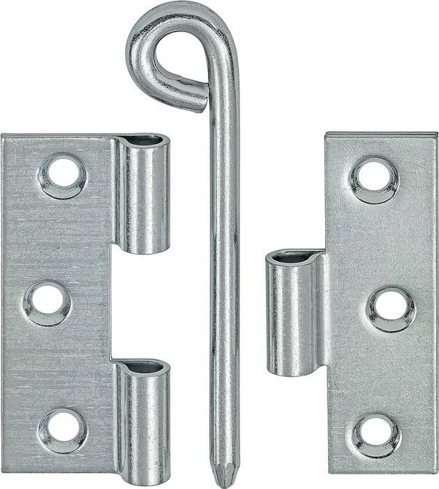 Eine Metallverriegelung mit Haken- und Ösendesign, ausgestattet mit Befestigungslöchern zur Installation.