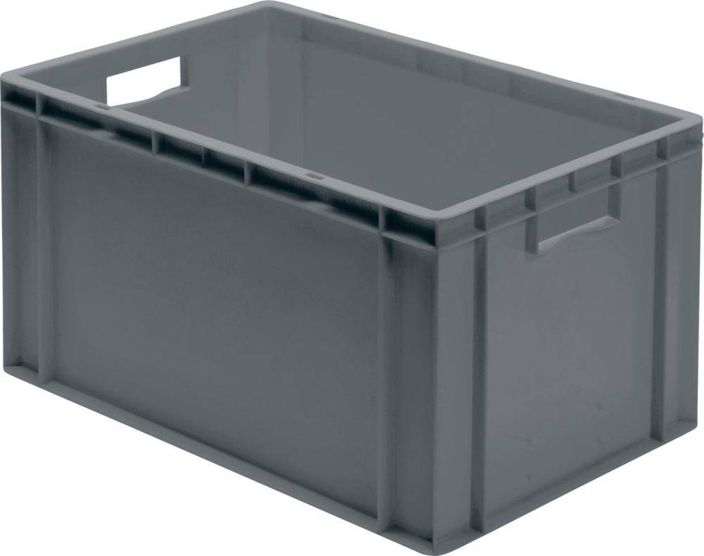 Transport-Stapelkasten B600xT400xH320 mm grau, geschlossen mit Griffloch