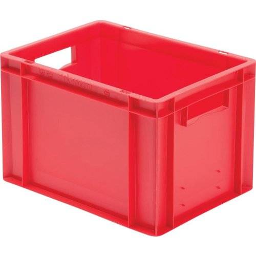 Transport-Stapelkasten B400xT300xH270 mm rot, geschlossen mit Griffloch