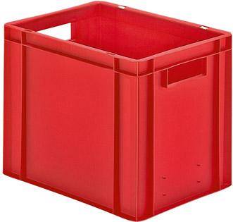 Transport-Stapelkasten B400xT300xH320 mm rot, geschlossen mit Griffloch