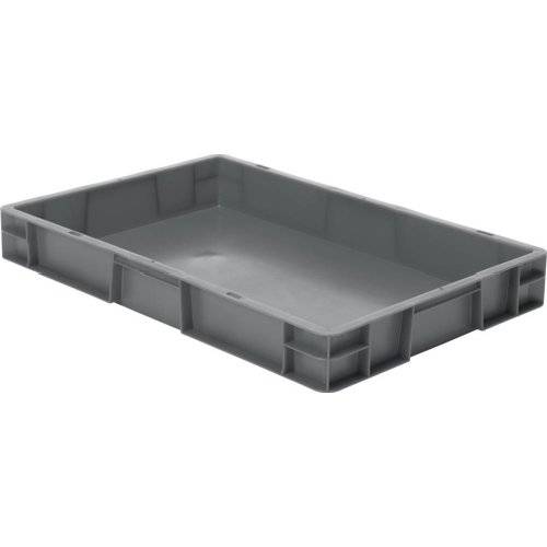 Transport-Stapelkasten B600xT400xH75 mm grau, geschlossen ohne Griffloch
