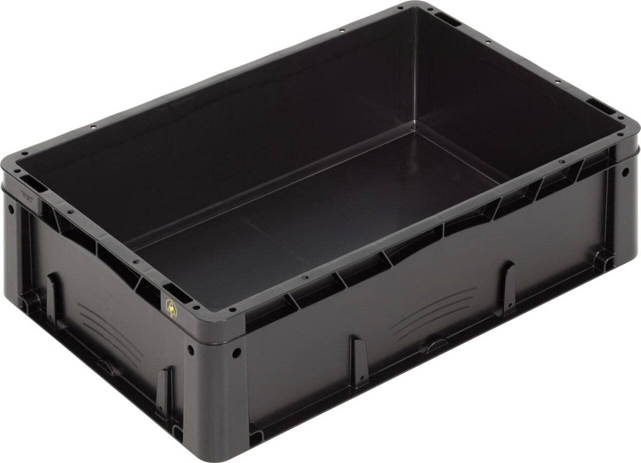 ESD Behälter BL Futura, Muschelgriffe, schwarz, 600 x 400 x 175 mm