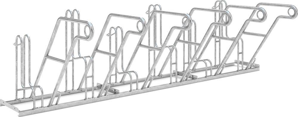 Fahrrad-Anlehnparker einseitig, verzinkt L 3000 mm, 6 Plätze Modell 4600 XBF