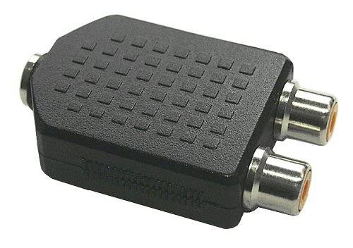 Ein schwarzer koaxialer Kabeladapter mit strukturierter Oberfläche und zwei metallischen Anschlüssen an einem Ende.