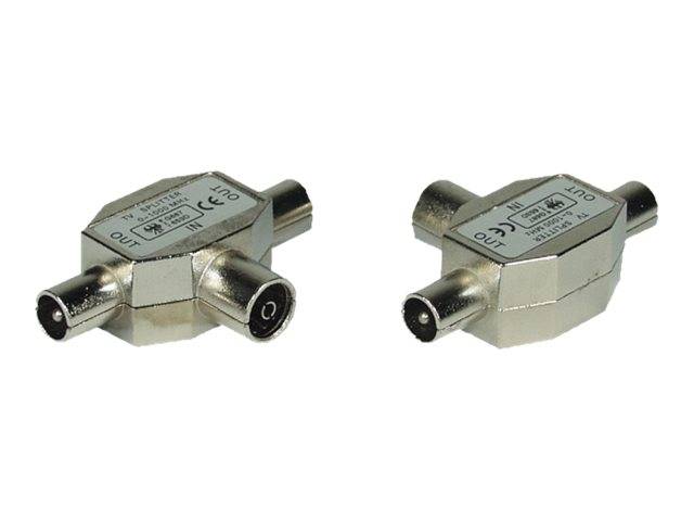INLINE - Antenne T-Verteiler für TV - 1x Koax Buchse an 2x Koax Stecker