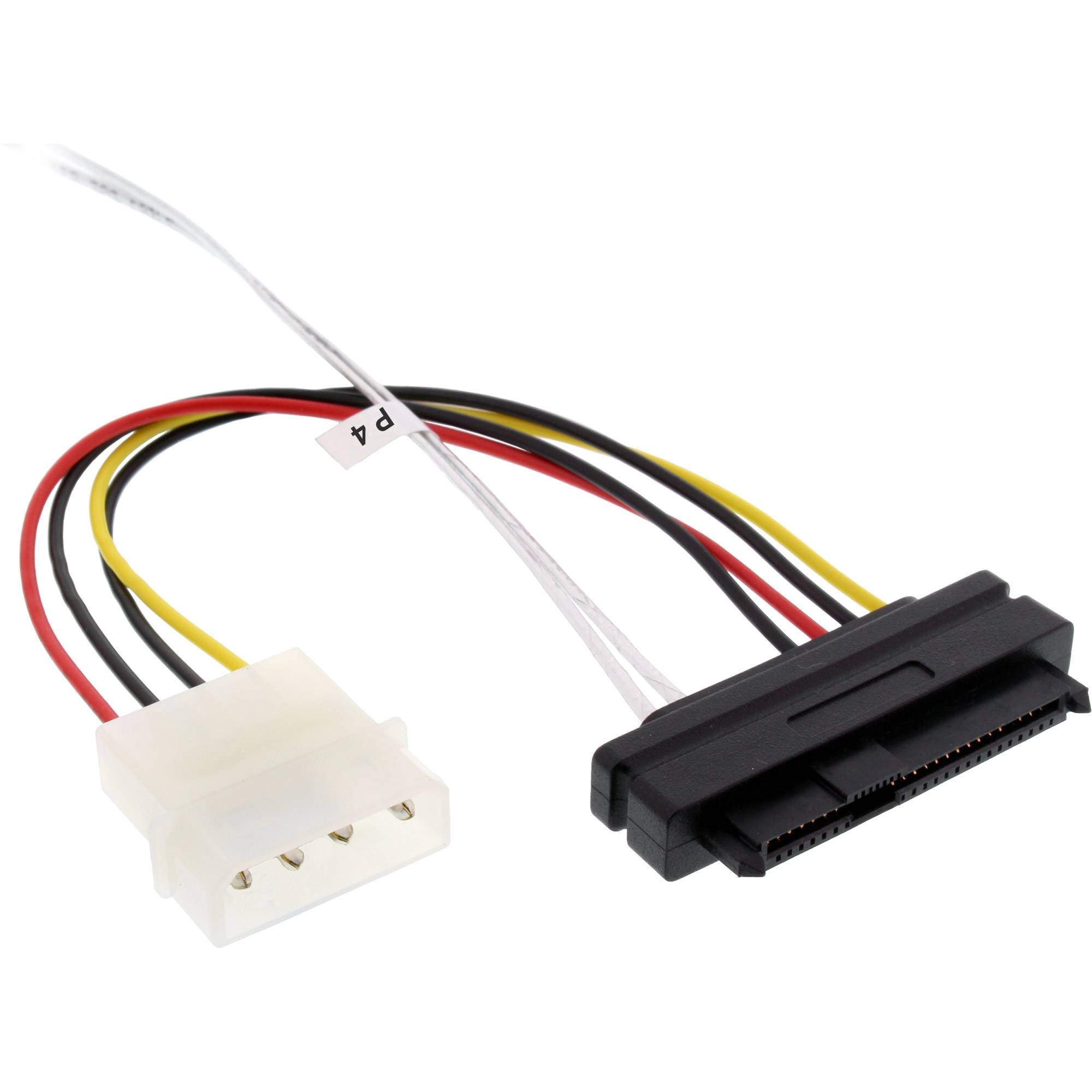 INLINE - Mini SAS HD Kabel - SFF-8643 gewinkelt zu 4x SFF-8482 + Strom - 0,5m