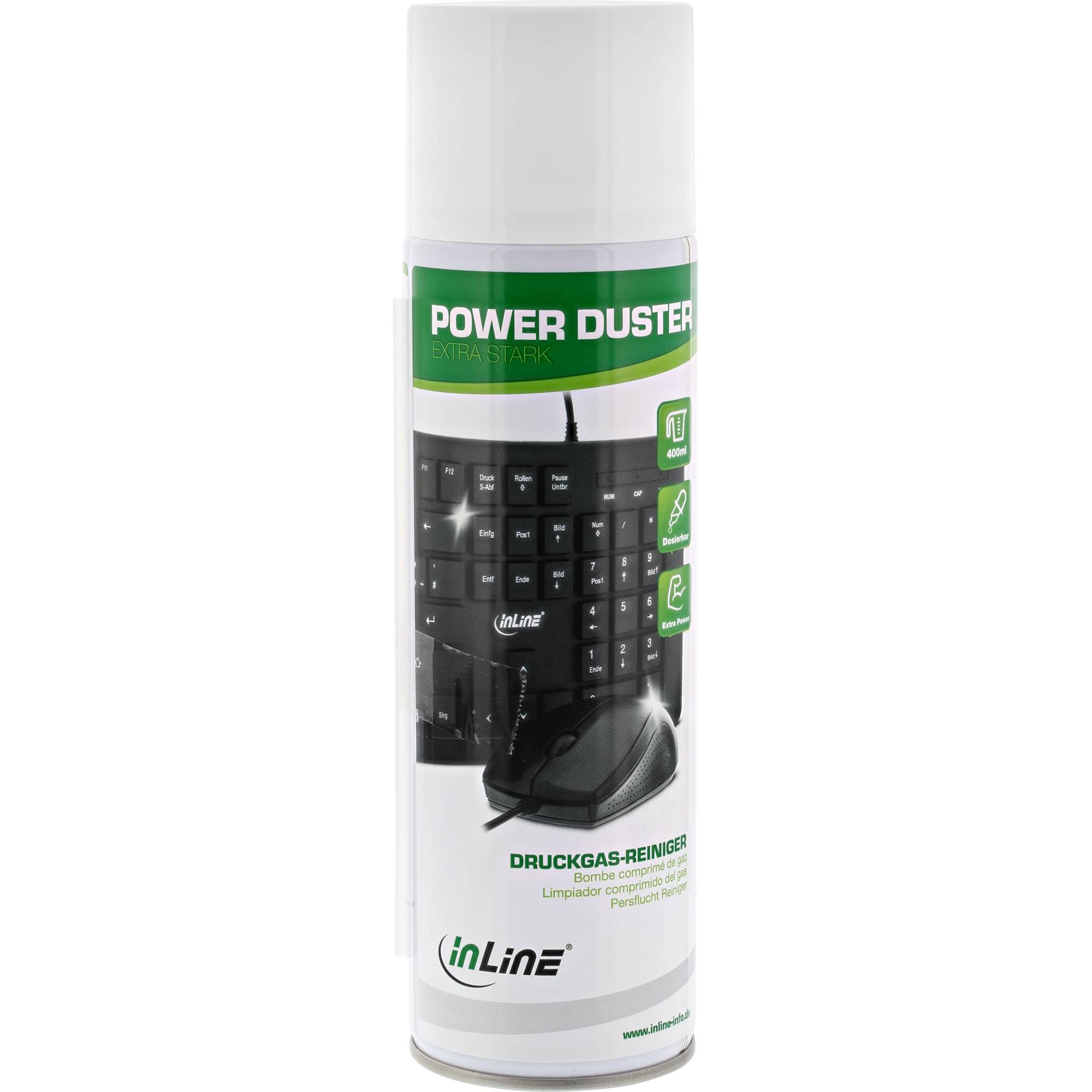 INLINE - Power Duster - ""extra starker"" Druckgas-Reiniger Spraydose 400ml