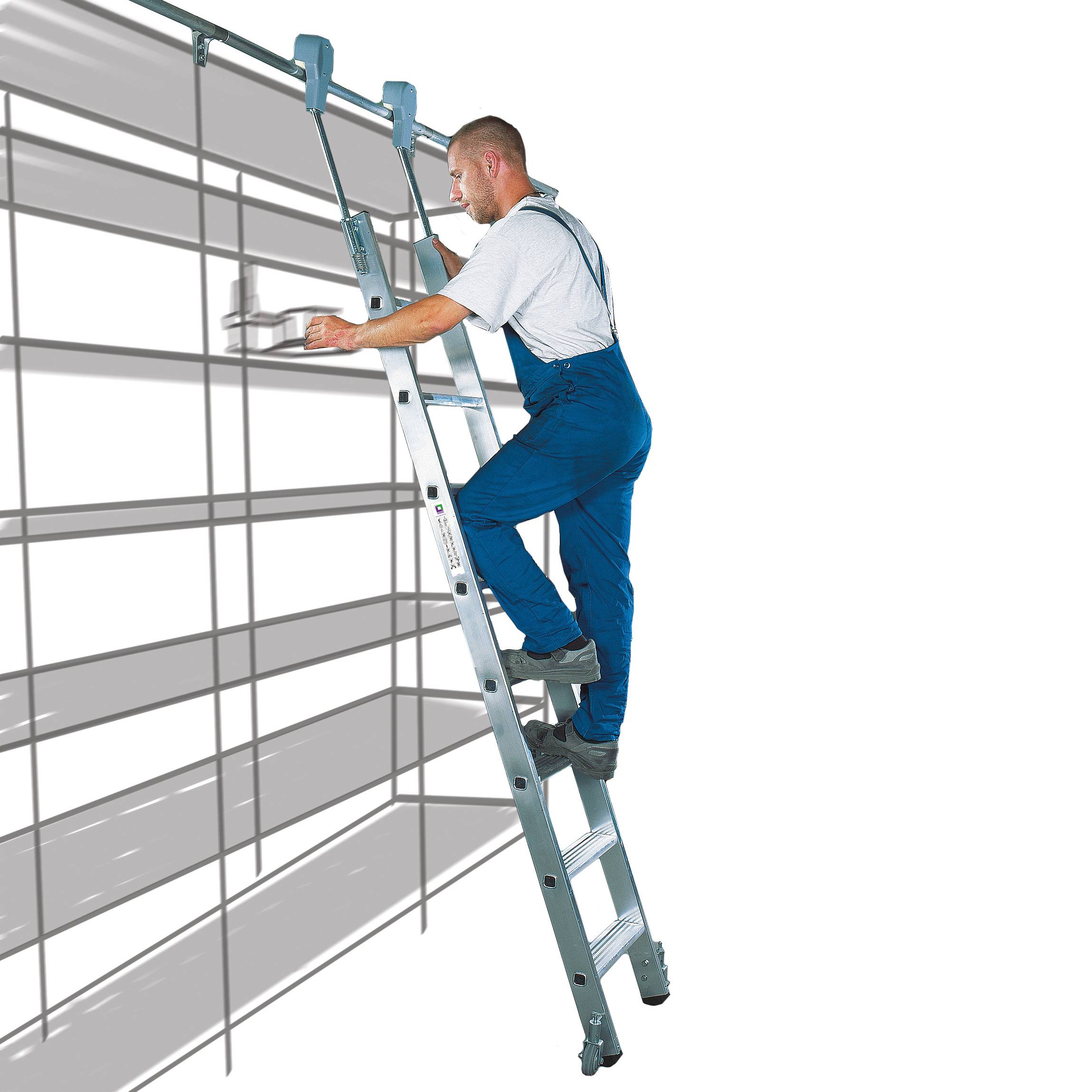 MUNK Aluminium-Regalleiter fahrbar 12 Stufen