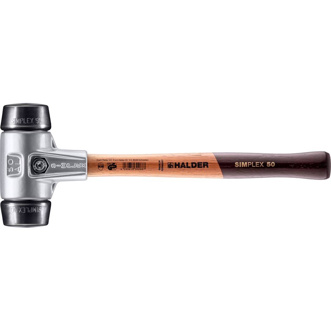 HALDER SIMPLEX Schonhammer Ø 50 mm Gummi mit Aluminiumgehäuse
