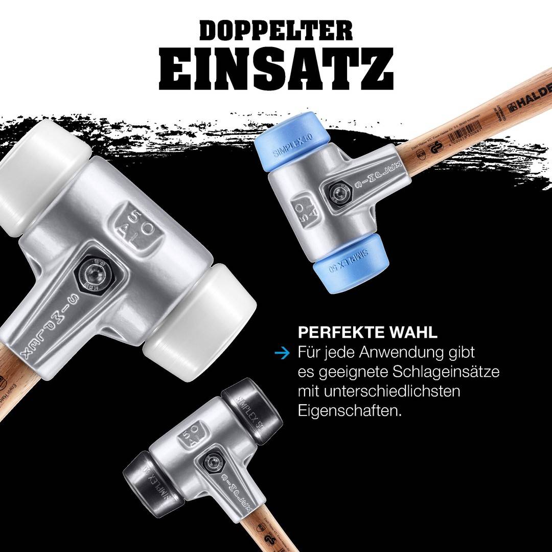 HALDER SIMPLEX Schonhammer Ø 50 mm Gummi mit Aluminiumgehäuse
