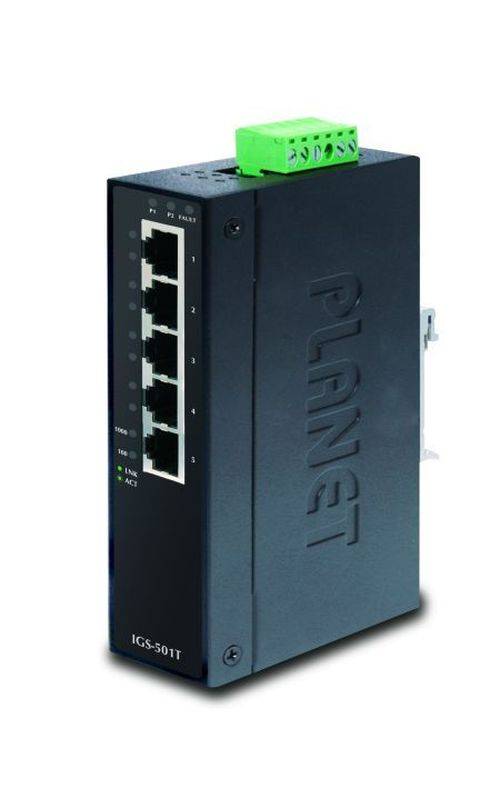 Planet Industrial Gigabit Switch IGS-501T, 5 Port, für Hutschienenmontage