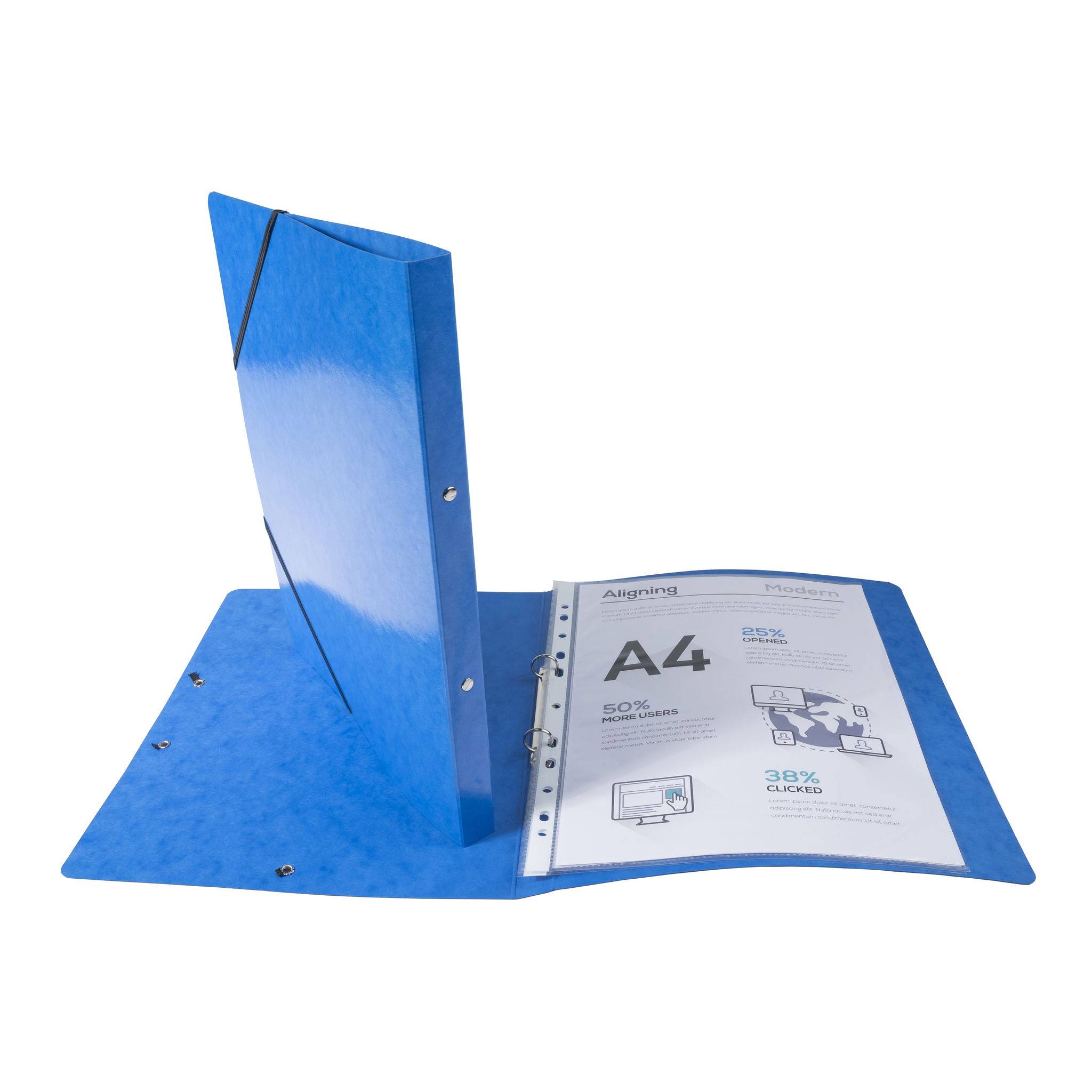 Exacompta 20x Ringhefter Gummizug Karton 2Ring Rücken 20mm A4 Dunkelblau 54882E