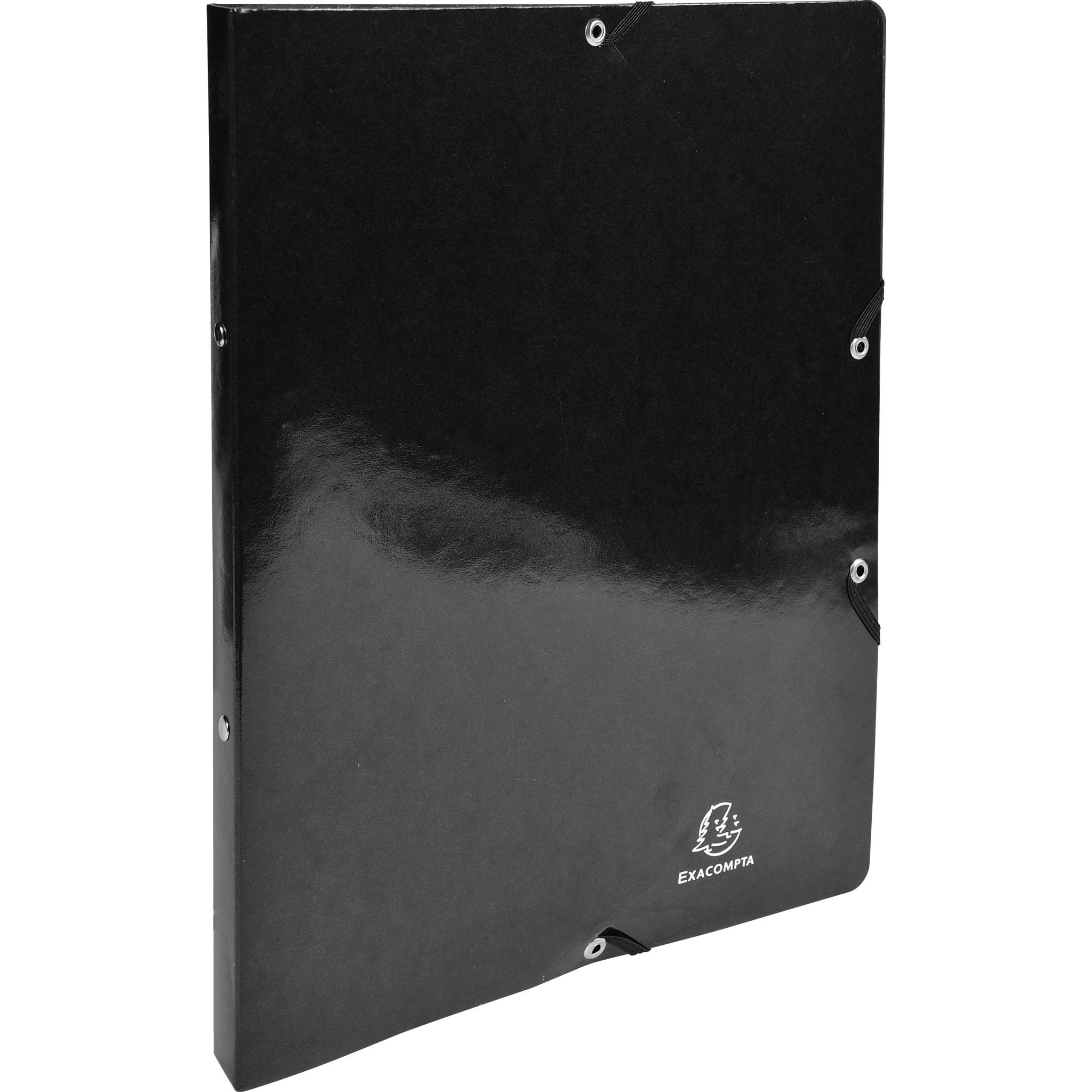 Exacompta 20x Ringhefter Gummizug Karton 2Ring Rücken 20mm A4 Schwarz 54891E