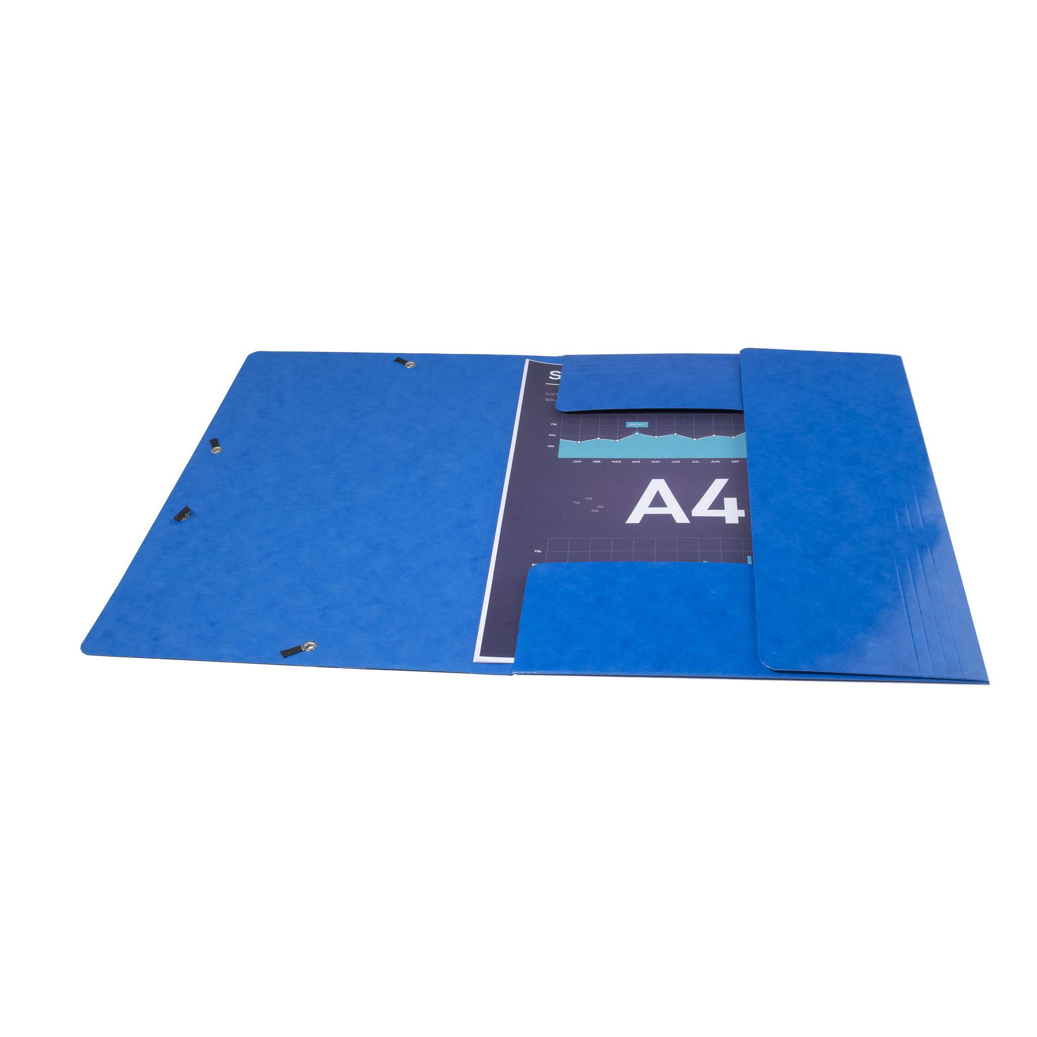 Exacompta 25x Sammelmappe +3 Klappen Gummizug MAXI Karton A4 Dunkelblau 55832E