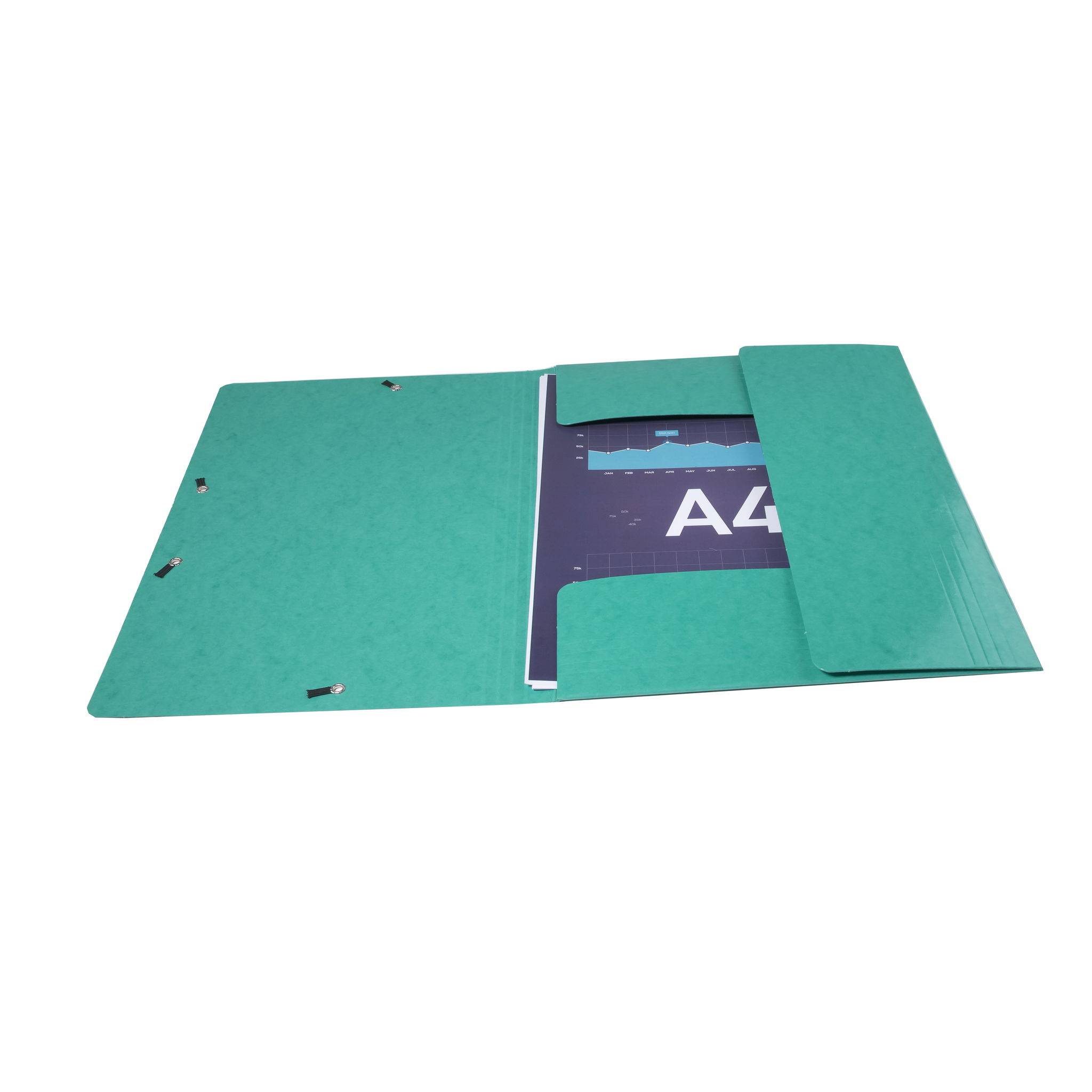 Exacompta 25x Sammelmappe +3 Klappen Gummizug MAXI Karton A4 Dunkelgrün 55830E