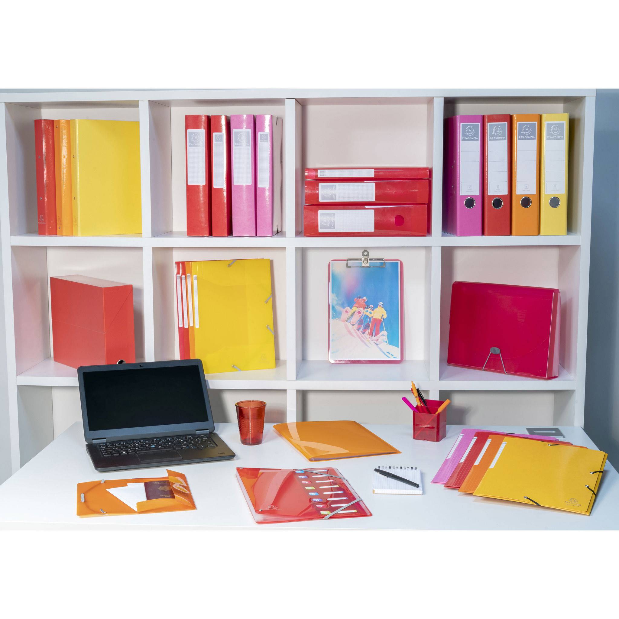 Exacompta 25x Sammelmappe + 3 Klappen Gummizug MAXI Karton 425g A4 Orange 55836E