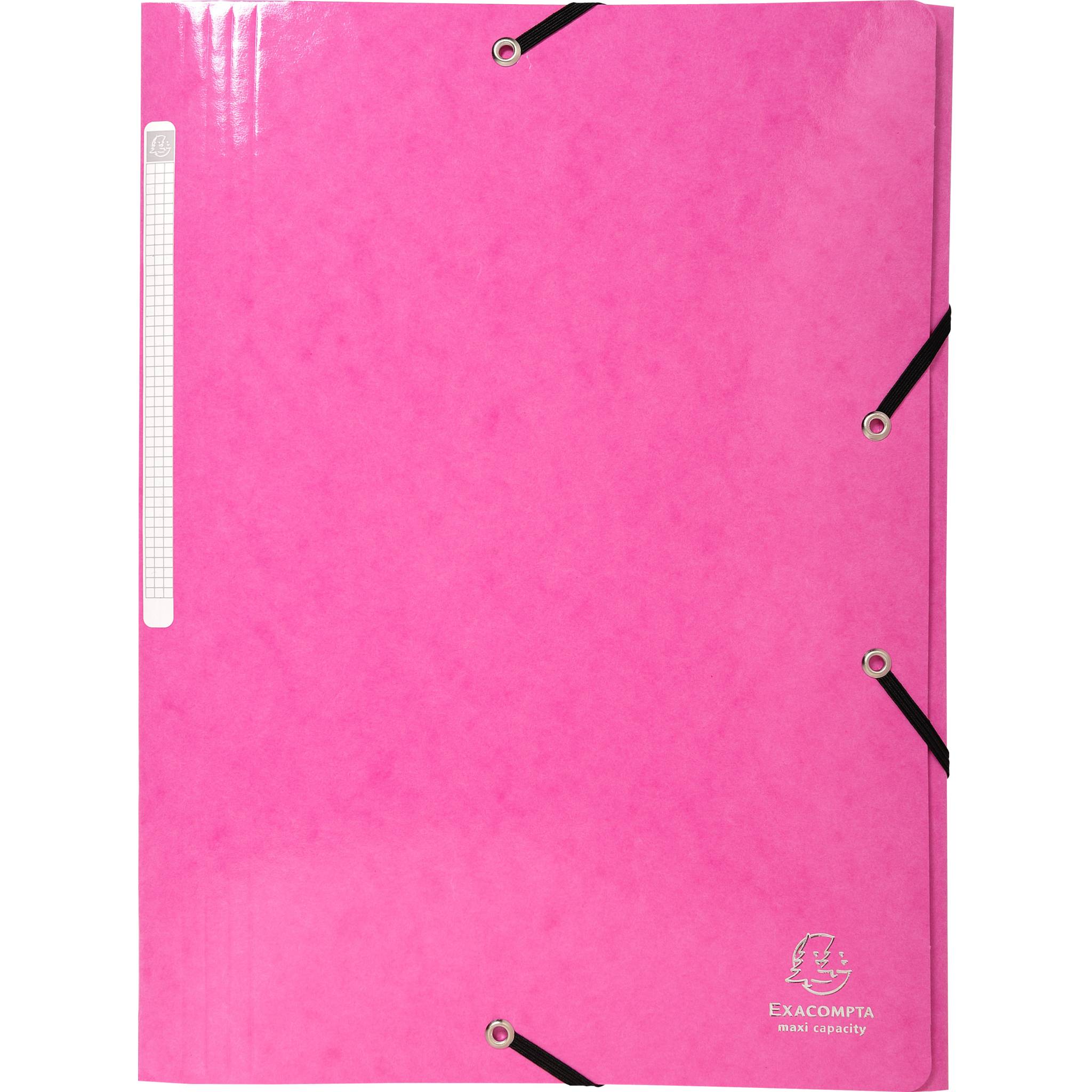 Exacompta 25x Sammelmappe + 3 Klappen Gummizug MAXI Karton 425g A4 Rosa 55824E