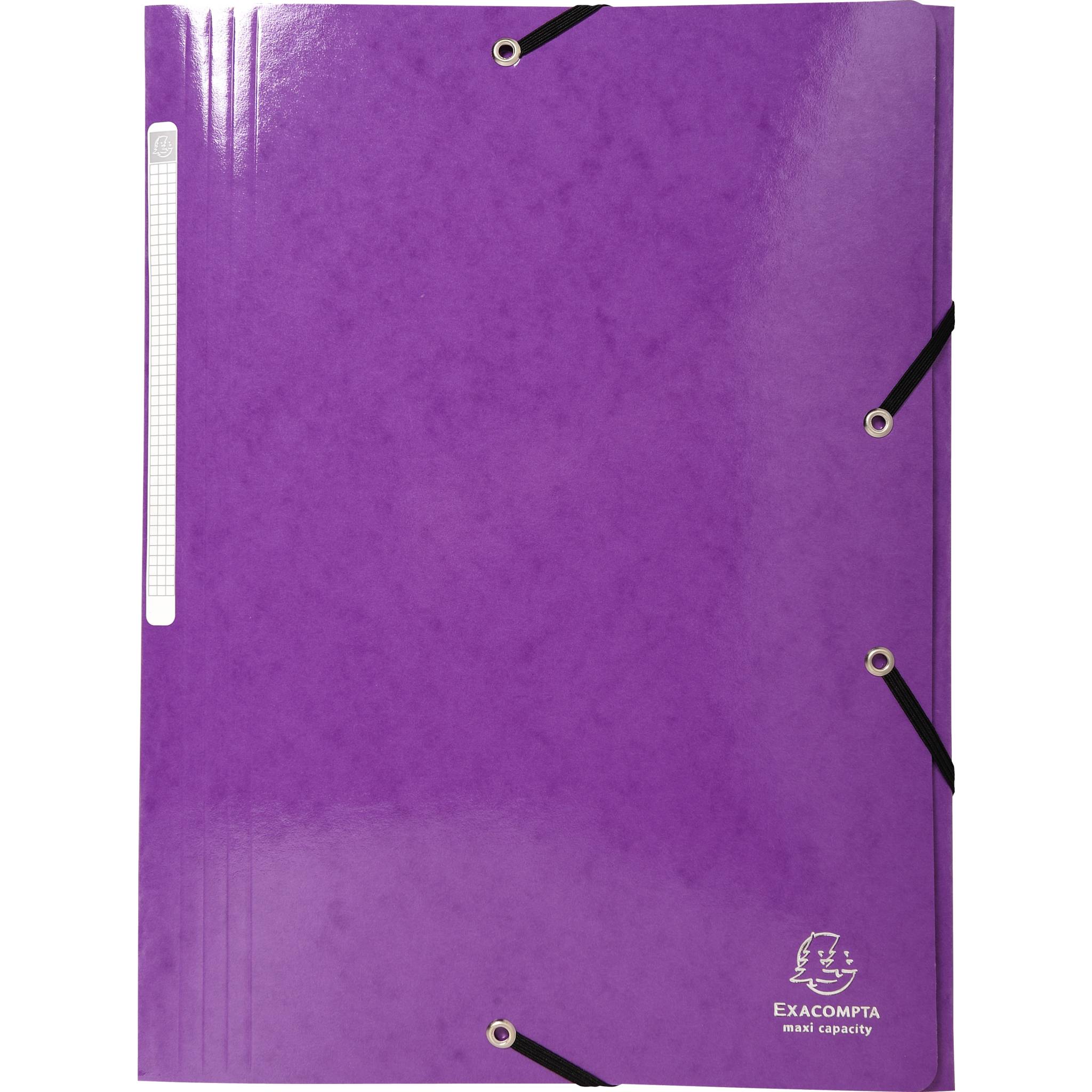 Exacompta 25x Sammelmappe +3 Klappen Gummizug MAXI Karton 425g A4 Violett 55826E