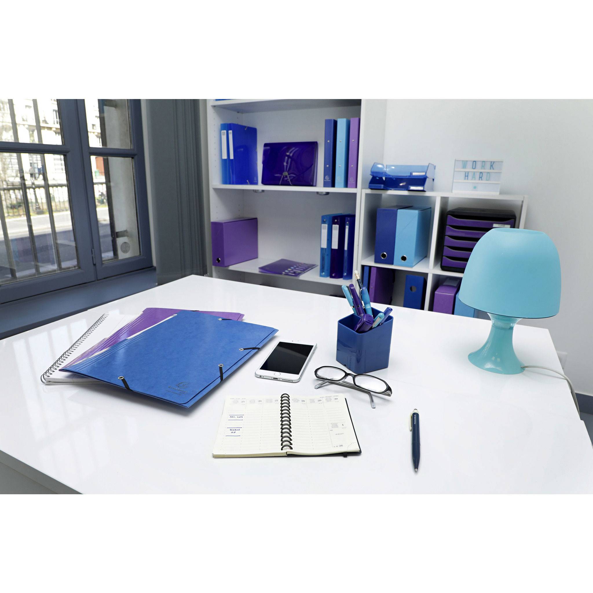 Exacompta 25x Sammelmappe +3 Klappen Gummizug MAXI Karton 425g A4 Violett 55826E