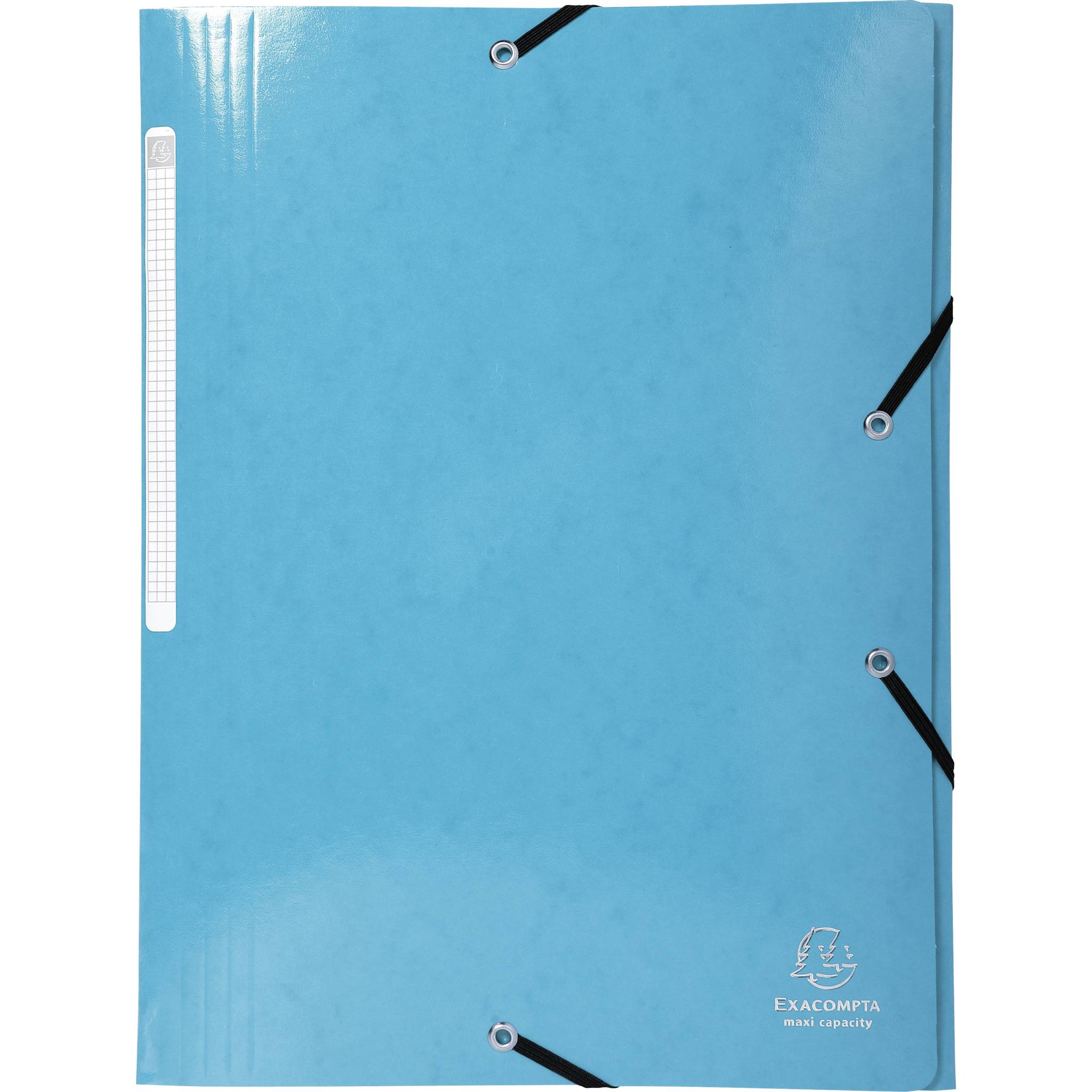 Exacompta 25x Sammelmappe +3 Klappen Gummizug MAXI Karton A4 Hellblau 55827E