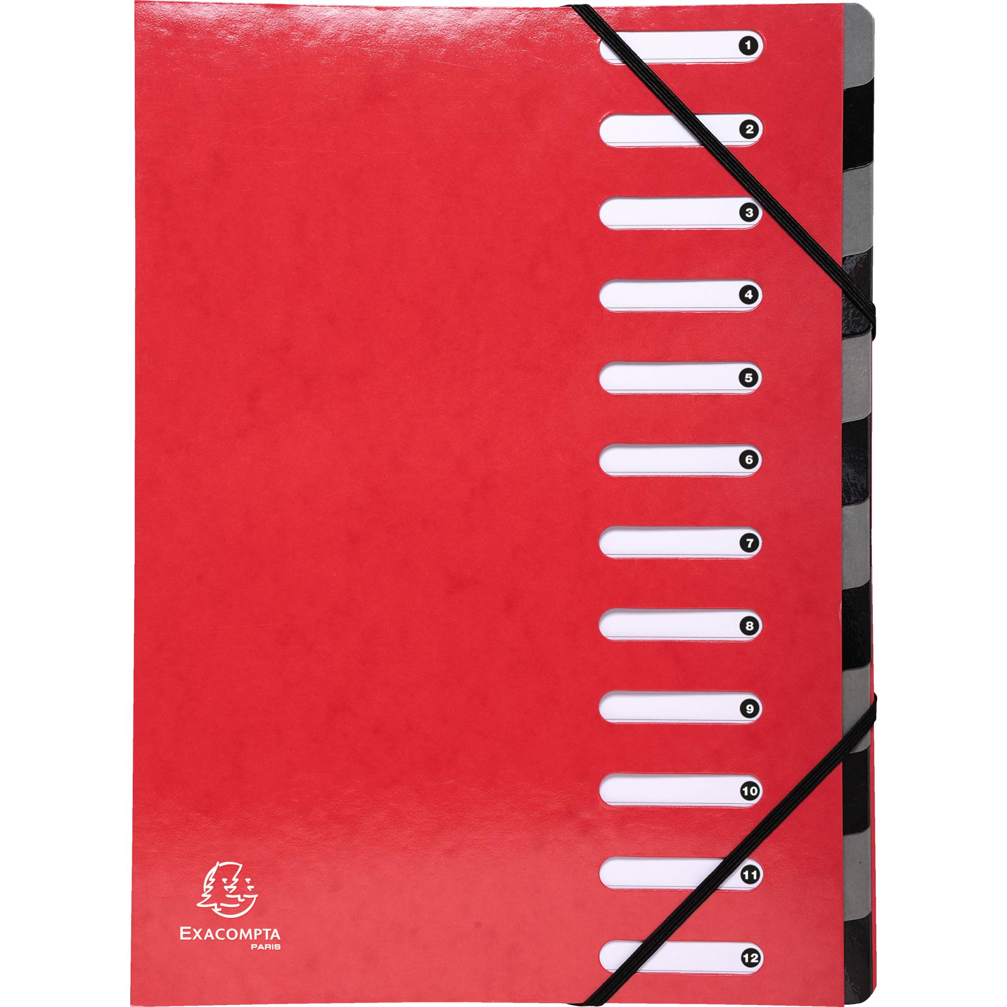 Exacompta 6x Ordnungsmappe Harmonika dehnbar Karton 12 Fächer Rot 53925E