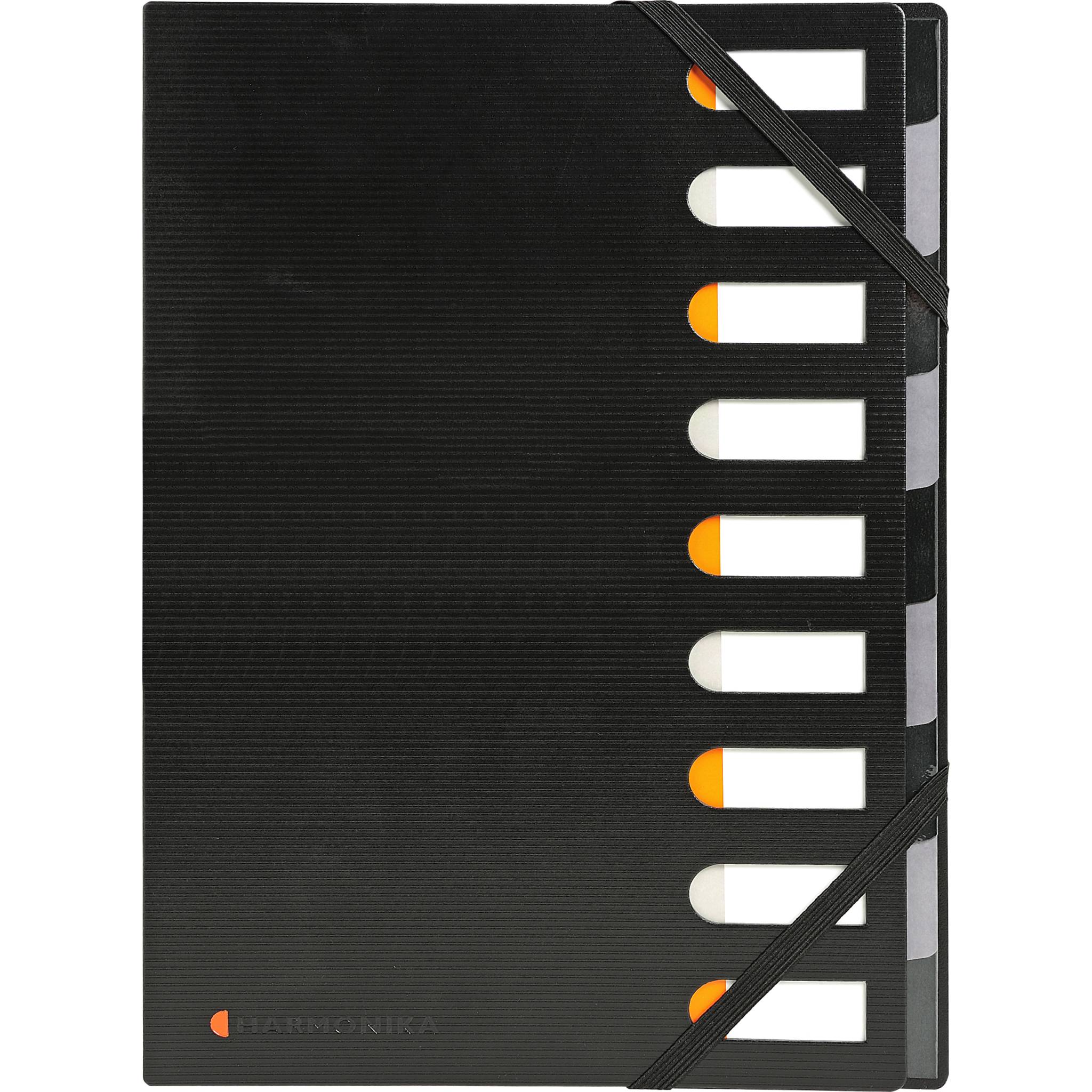 Exacompta 5x Ordnungsmappe Deckel HARMONIKA 9 Fächer Index Schwarz 55334E