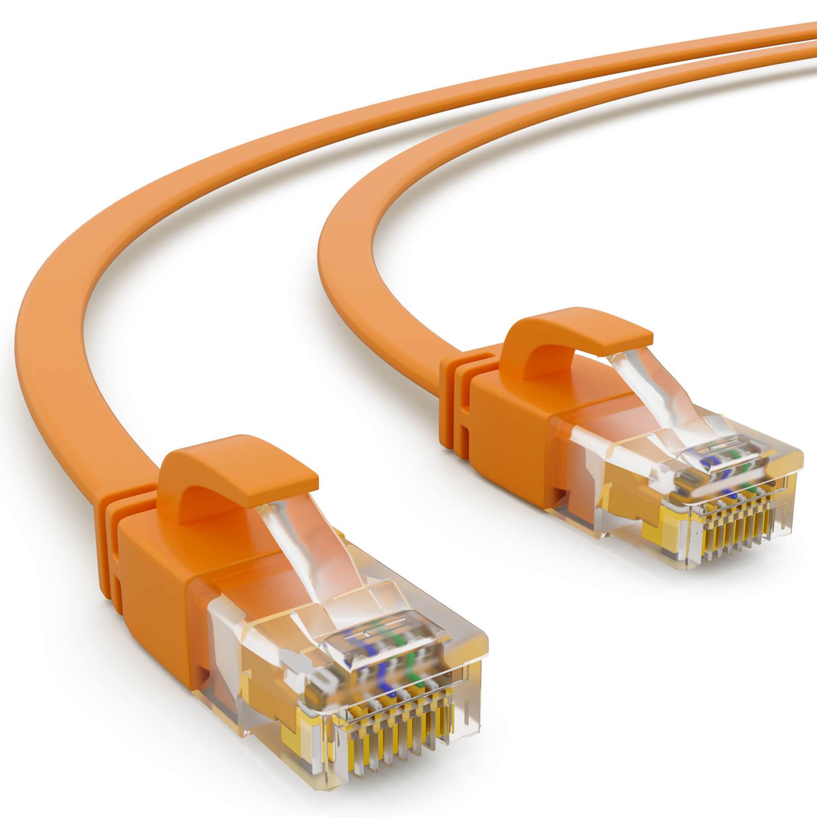 hb-digital 1m Patch Kabel CAT 6 Flachkabel bis zu 1000Mbit/s, U/UTP, PVC Mantel flach gelb