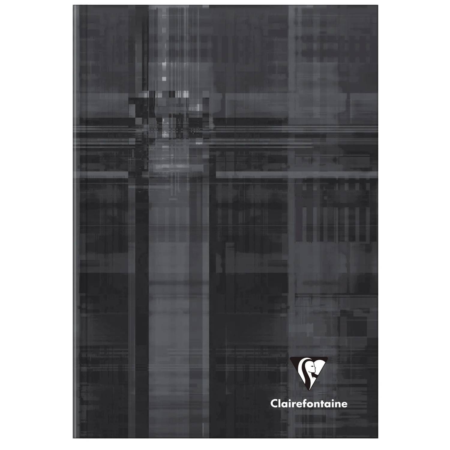 Abstraktes dunkelgraues geometrisches Muster mit vertikalen und horizontalen Streifen; Clairefontaine-Logo unten rechts.