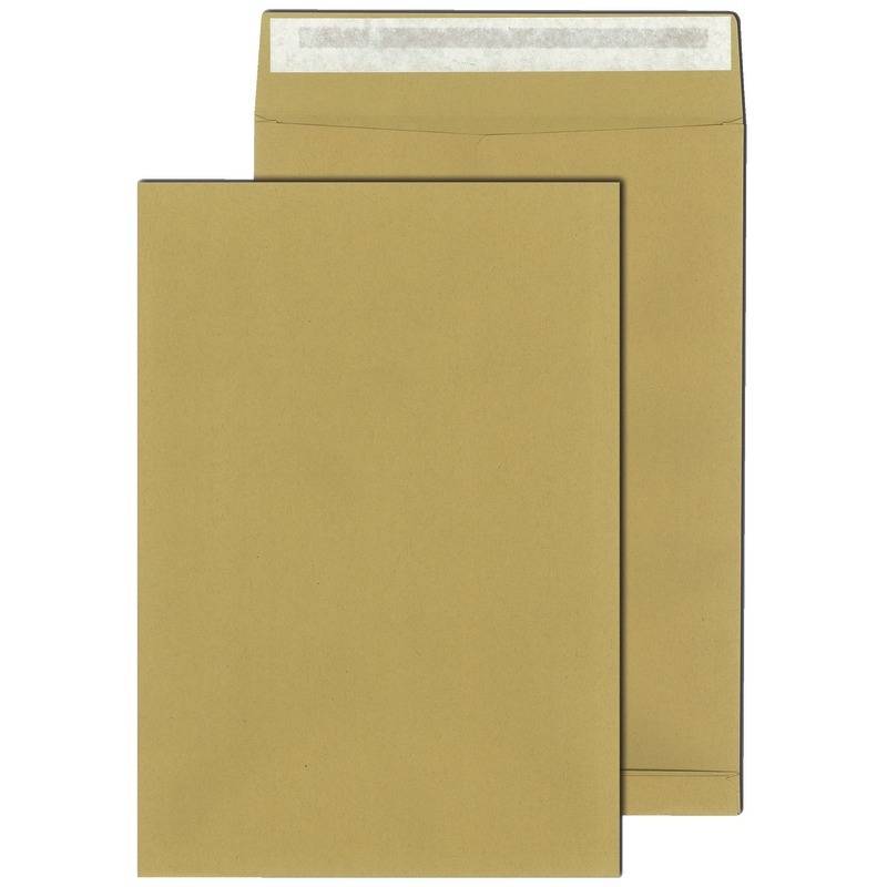 Faltentaschen DIN C4, 229 x 324 mm, haftklebend, braun, 120 g/m², 40 mm Falte, S