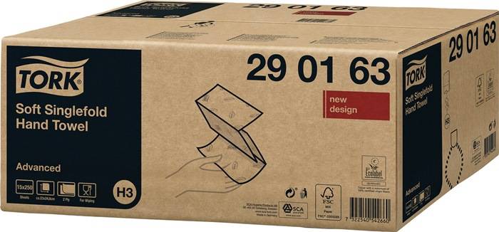 Karton mit '29 01 6' aufgedruckt, zeigt ein Diagramm eines gefalteten Papiers und eine Beschriftung mit 'neues Design'. Recycling- und Zertifizierungssymbole sind sichtbar.