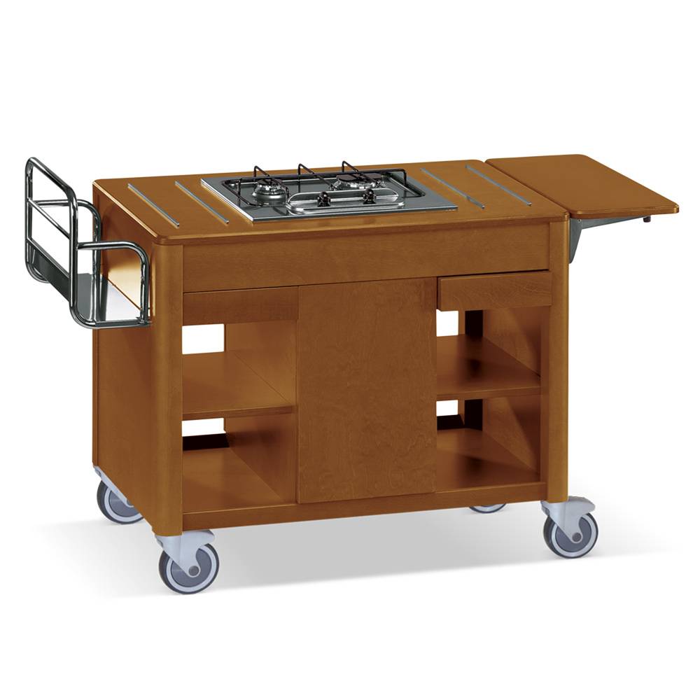 ETERNASOLID Flambierwagen Dragon, 2 Brenner zusammen, Nussbaum