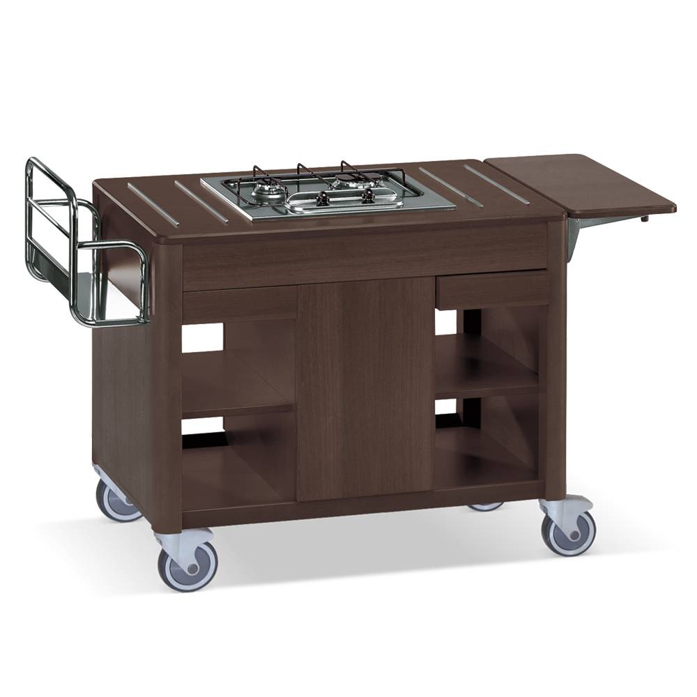 ETERNASOLID Flambierwagen Dragon, 2 Brenner zusammen, Wenge