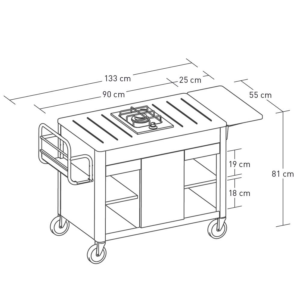 ETERNASOLID Flambierwagen Dragon, 1 Brenner, Nussbaum