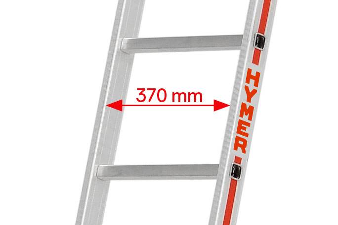 Hymer Sprossenanlegeleiter verbördelt mit gebogener Traverse 22 Sprossen