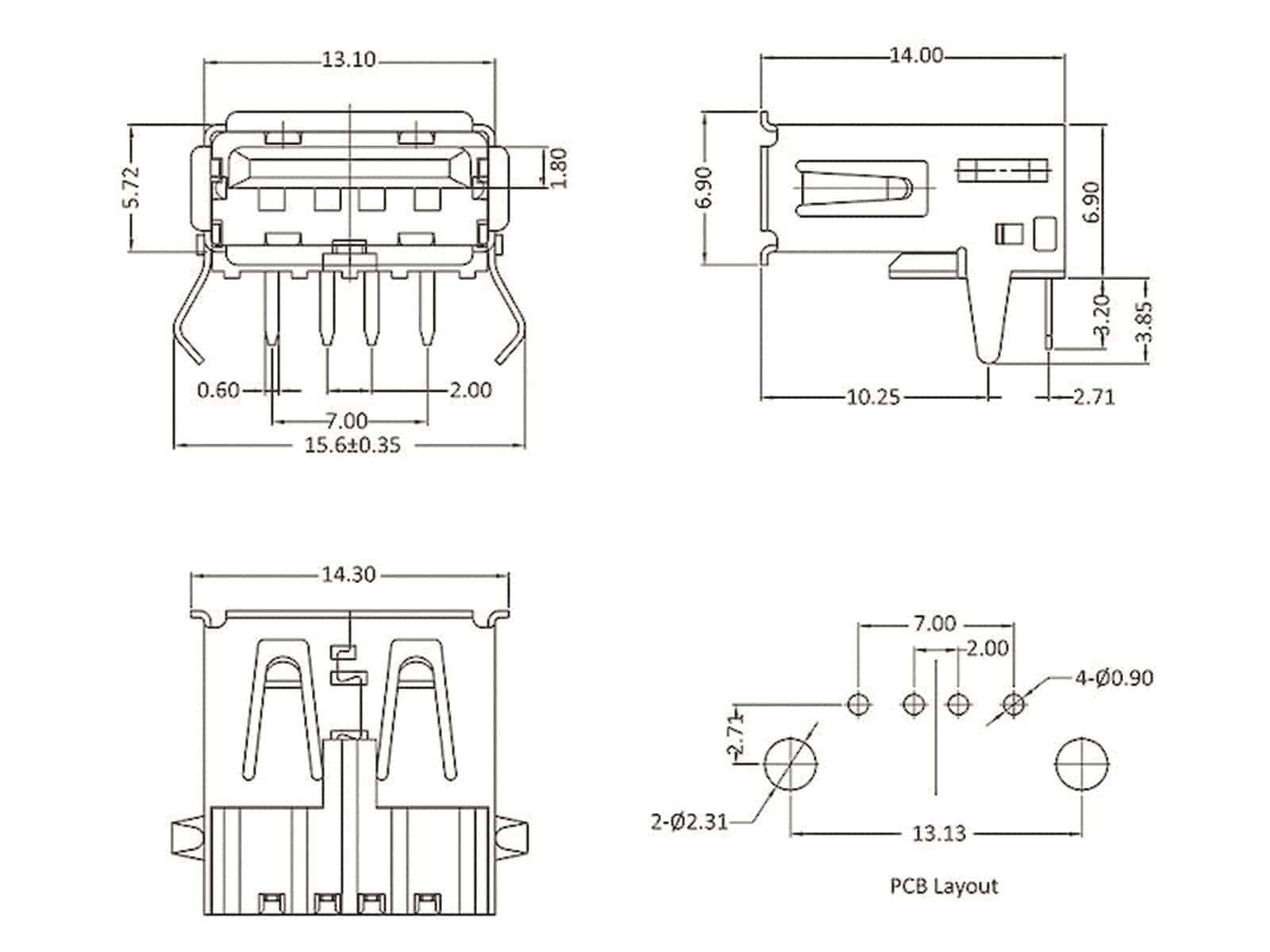 ECON CONNECT USB-A-Buchse, print, abgewinkelt