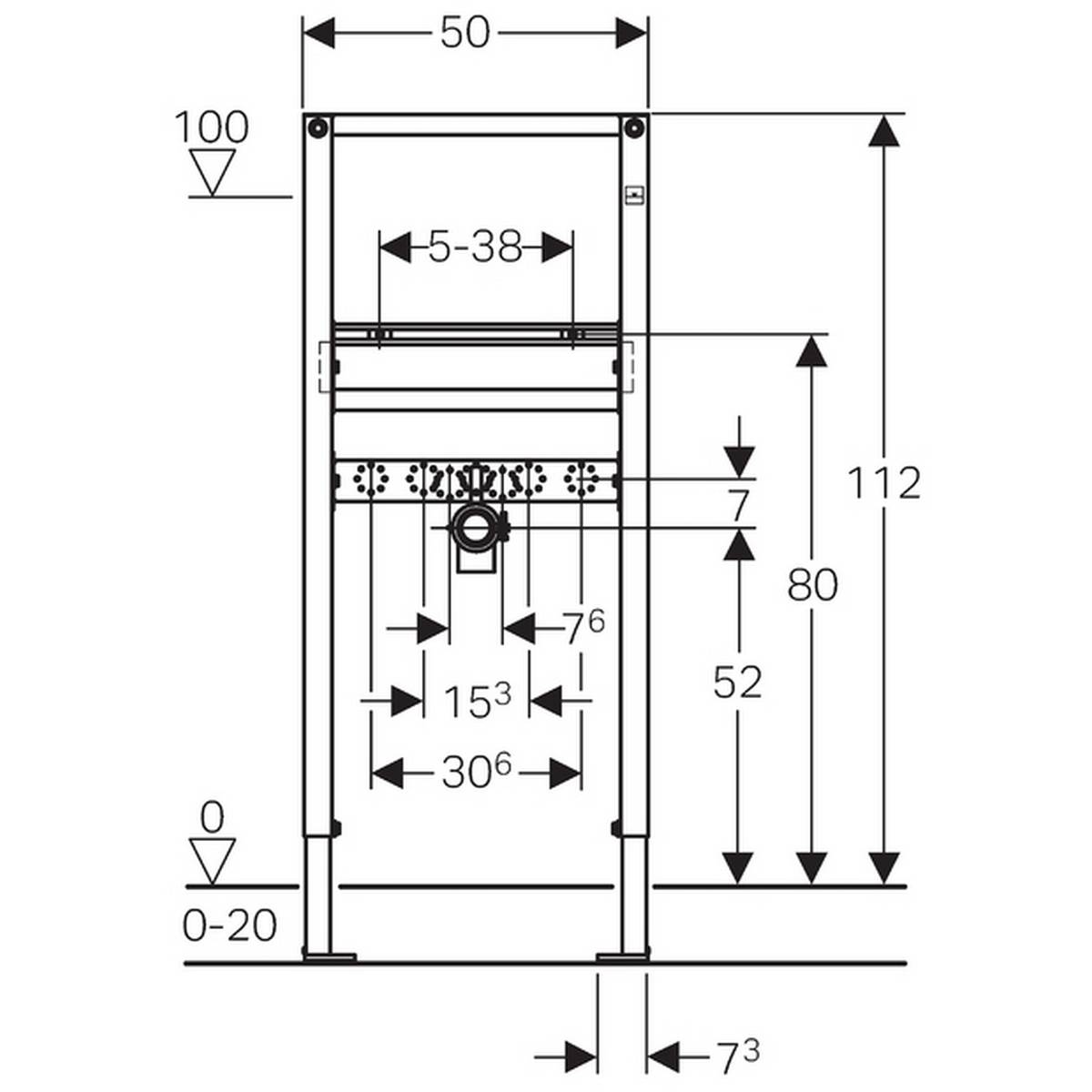 Geberit Duofix Waschtisch-Element für Einlocharmatur, Bauhöhe 1120 mm