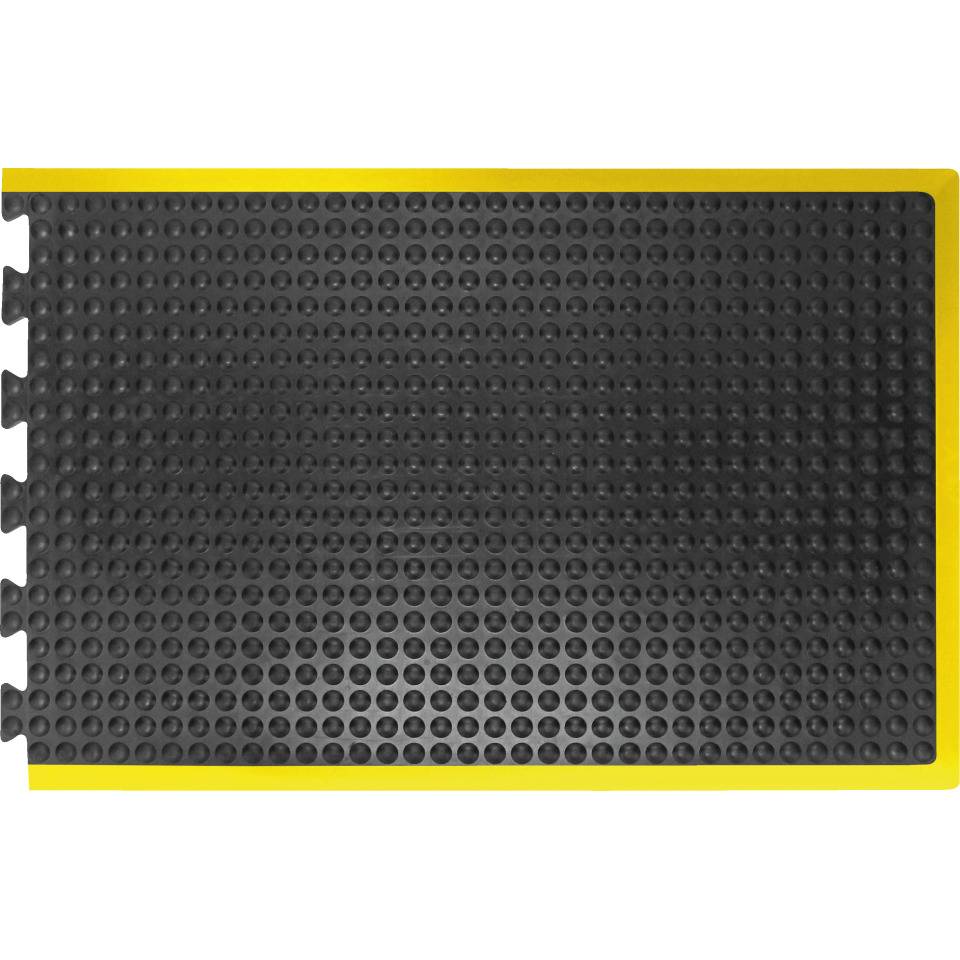Anti-Ermüdungsmatte Bubblemat Endstück, schwarz/gelb, Naturkautschuk, 900x1200mm