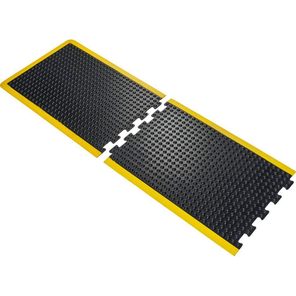 Anti-Ermüdungsmatte Bubblemat Endstück, schwarz/gelb, Naturkautschuk, 900x1200mm