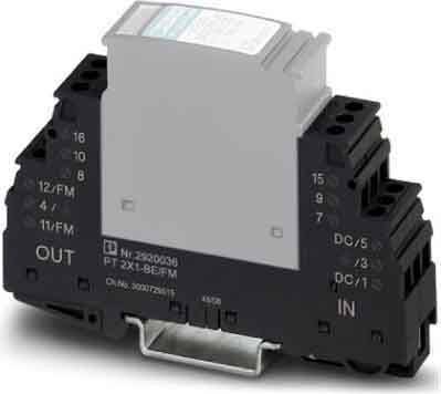 Elektrisches Relaismodul mit gekennzeichneten Ein- (IN) und Ausgängen (OUT), ausgestattet mit einer transparenten Abdeckung und Montagebasis für die Installation.