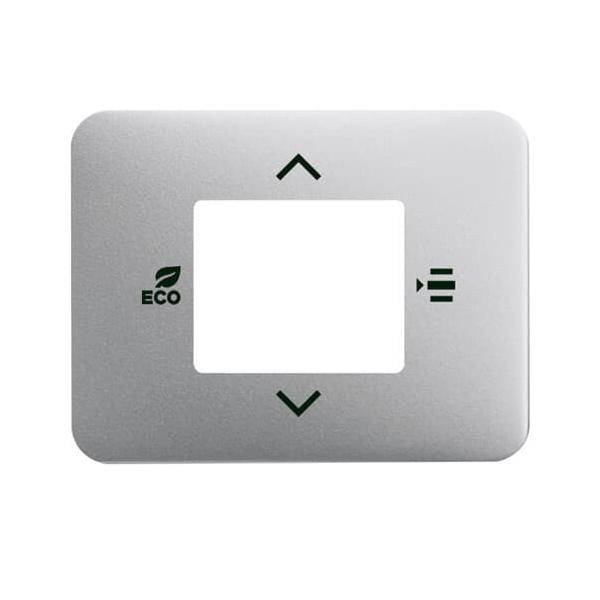 Bedienfeld mit Pfeiltasten nach oben und unten, einem ‚ECO'-Symbol und einem Menü-Icon auf einer eleganten, rechteckigen Oberfläche.
