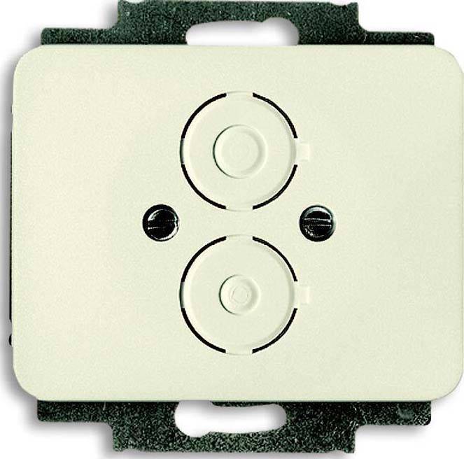 Dimmer mit Drehregler, ausgestattet mit zwei runden Drehscheiben auf einer rechteckigen Platte, entwickelt zur Steuerung der Lichtintensität.