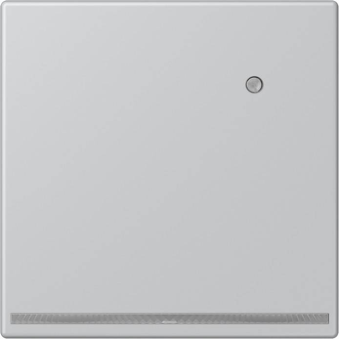 Ein leeres quadratisches Pinnwand mit einer einzelnen Pinnnadel in der rechten oberen Ecke. Die Tafel ist schlicht grau ohne sichtbare Inhalte oder Markierungen.