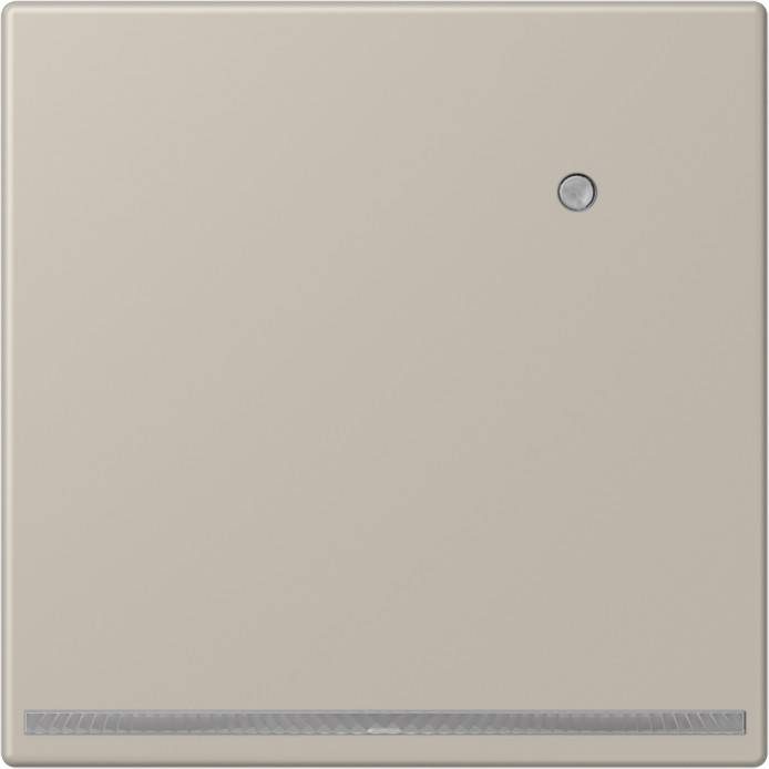 Ein beige farbenes quadratisches elektronisches Gerät mit einem kleinen kreisförmigen Sensor und einem horizontalen Streifen am unteren Rand, der möglicherweise auf eine Licht- oder Bedienungsanzeige hindeutet.