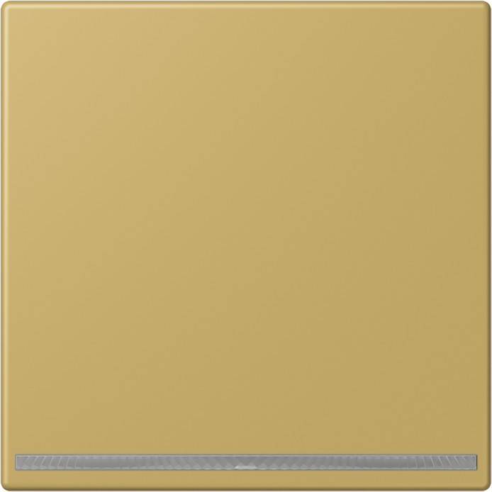 Eine beige Türklingel mit einer Taste aus gebürstetem Metall, eingelassen in einen hellbraunen Rahmen, vor einem einfarbigen beigen Hintergrund.