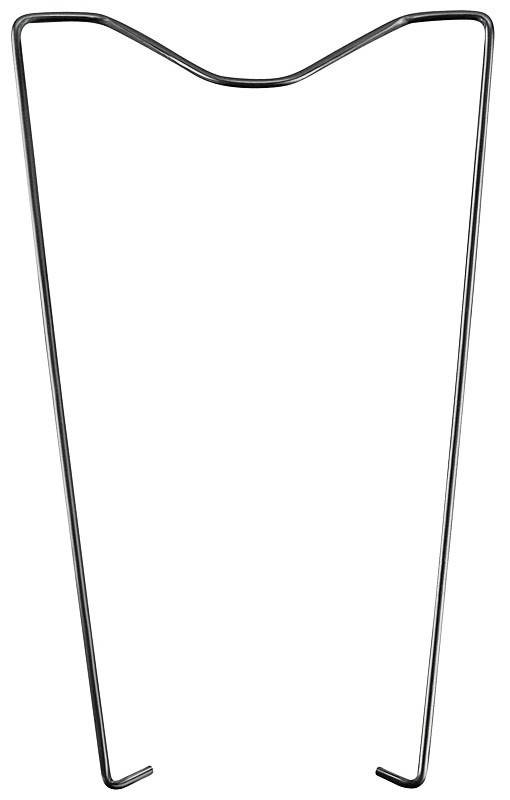 Ein Paar schwarzer gerader Kabel wird parallel zueinander gehalten, die vor einem weißen Hintergrund eine schmale V-Form bilden.