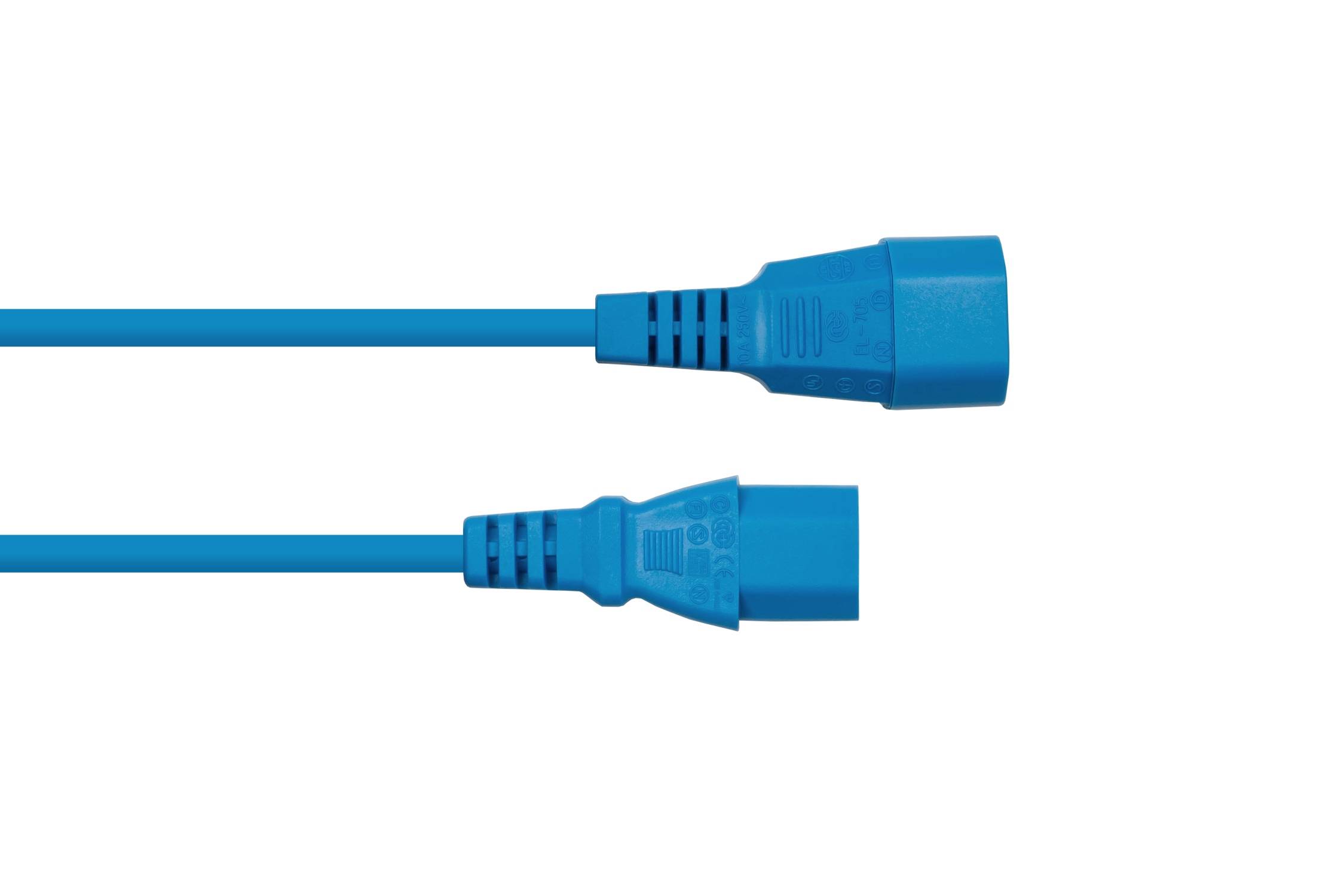 kabelmeister® Kaltgeräteverlängerung Kaltgeräte-Stecker C14 an Kaltgeräte-Buchse C13, blau, 1,00mm², 3m
