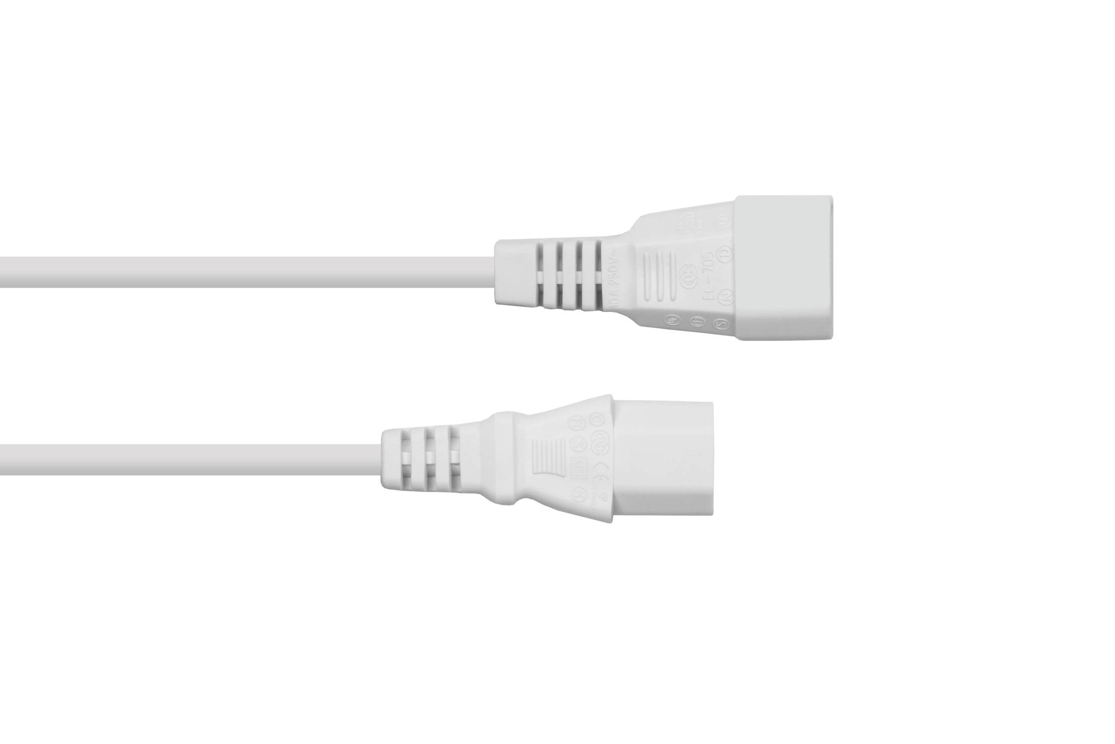kabelmeister® Kaltgeräteverlängerung Kaltgeräte-Stecker C14 an Kaltgeräte-Buchse C13, weiß, 1,00mm², 5m