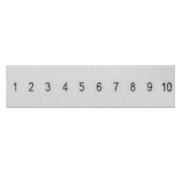 Nummernfelder von 1 bis 10, auf einem weißen Etikett gedruckt, horizontal gleichmäßig verteilt.