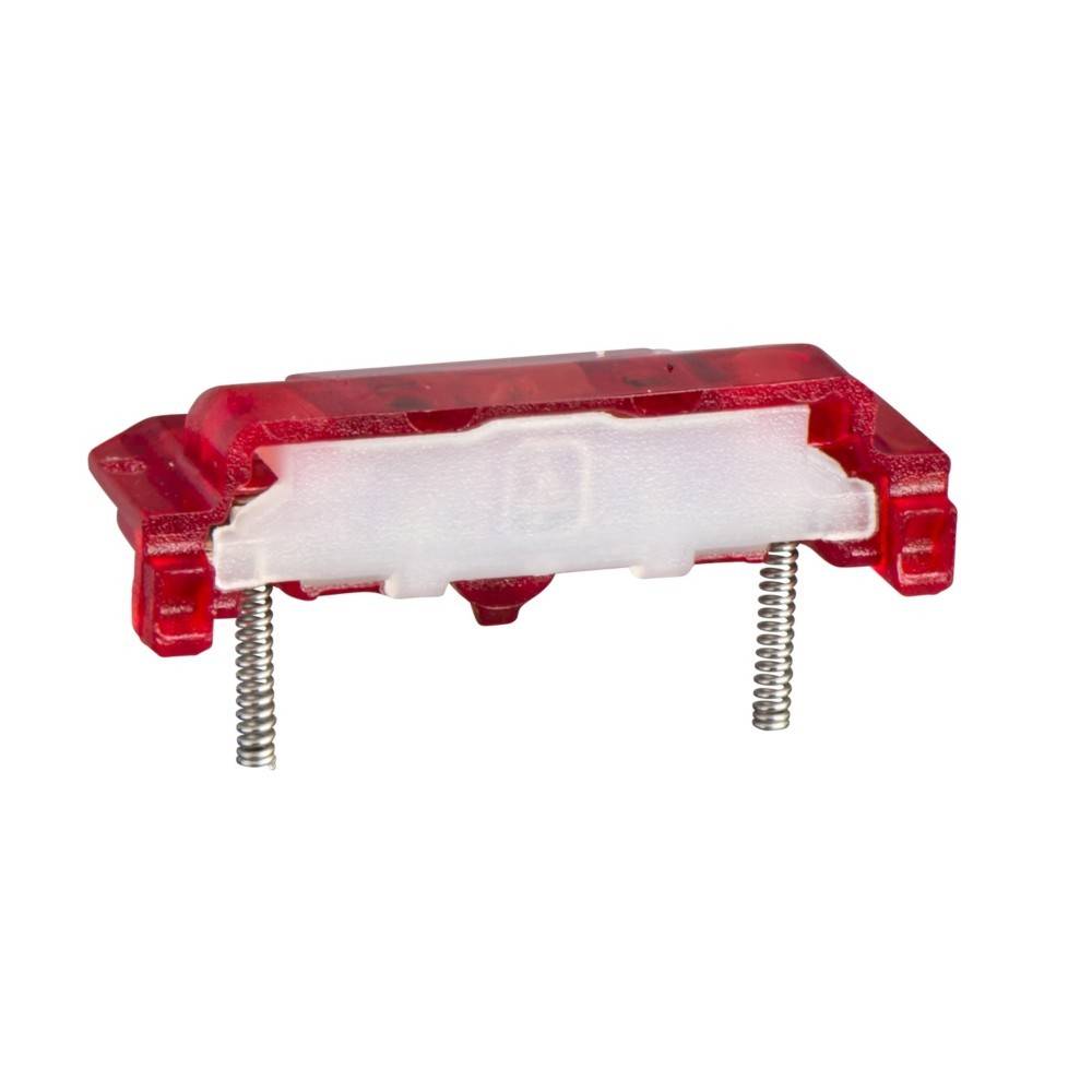 Ein linearer roter mechanischer Tastenschalter mit transluzenter Gehäuse und sichtbaren Federn, für Tastaturen konzipiert, in Seitenansicht dargestellt.
