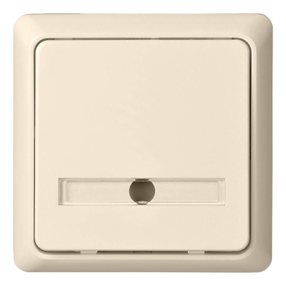Beiger Wandschalter mit rechteckigem Design und einem einzelnen Kippschalter.